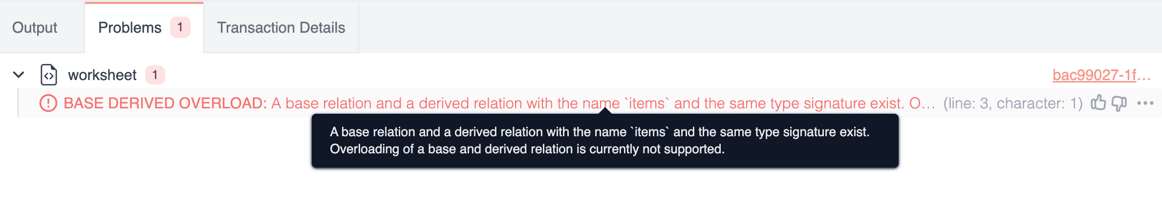 Error example from the RAI Console
