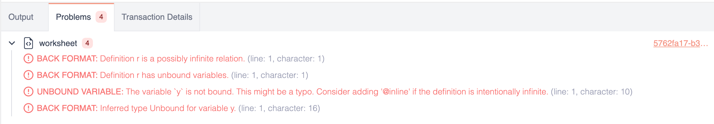 Error example from the RAI Console